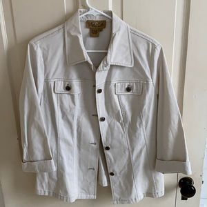 Peck & Peck White Cotton Jean Jacket